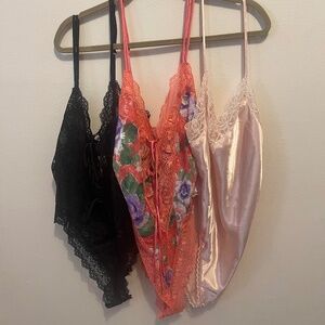 Vintage Bundle of 3 Victorias Secret Gold Label 90s Lingerie Teddy Bodysuit